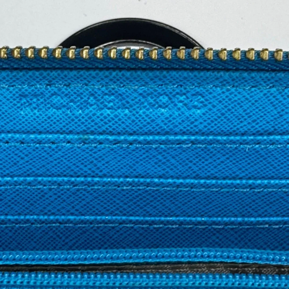 MICHAEL KORS Large Leather Jet Set Continental Blue Large Zip Around Wallet